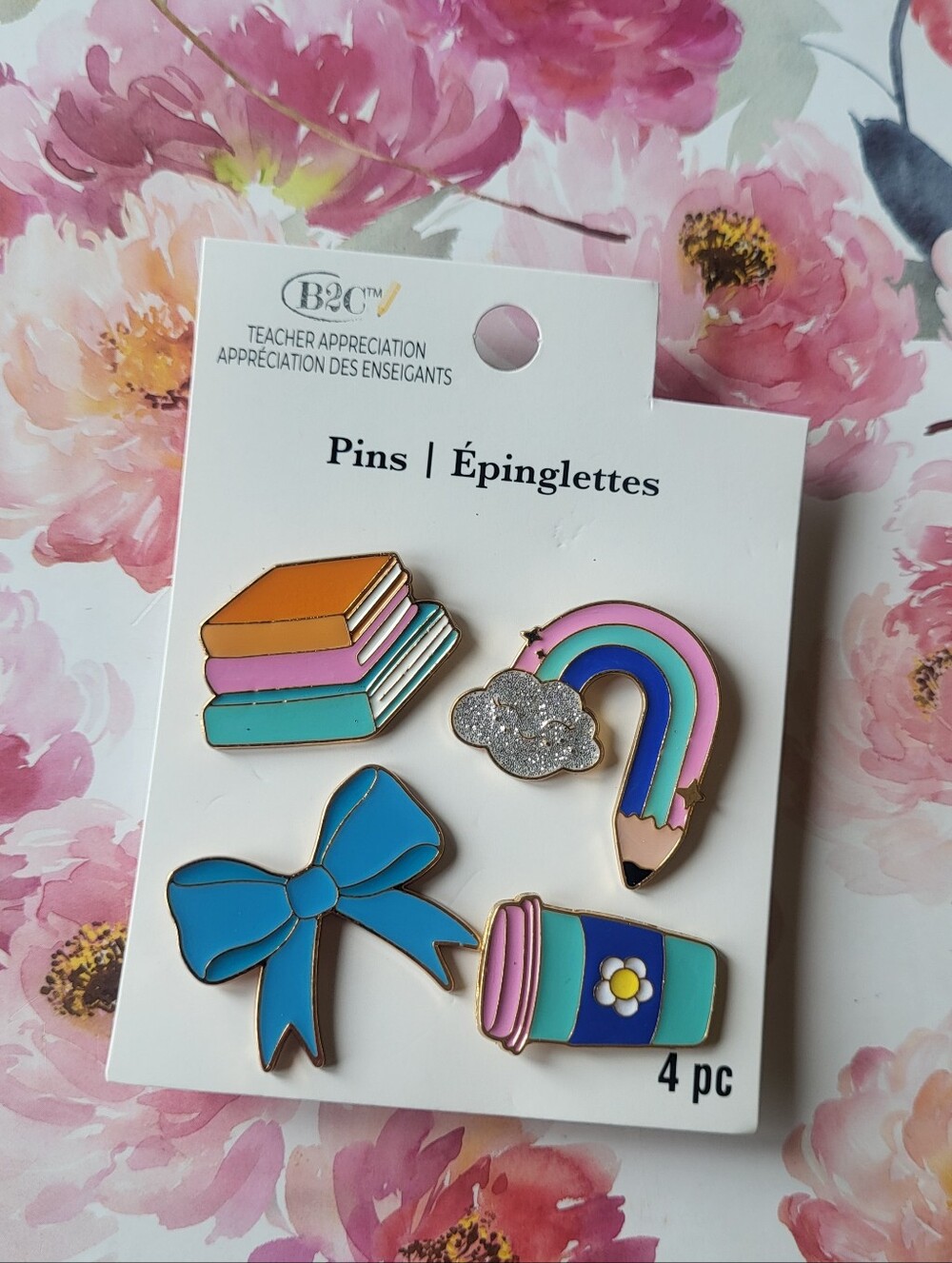 Book rainbow coffee bow lapel pin lot if 4 new teacher appreciation